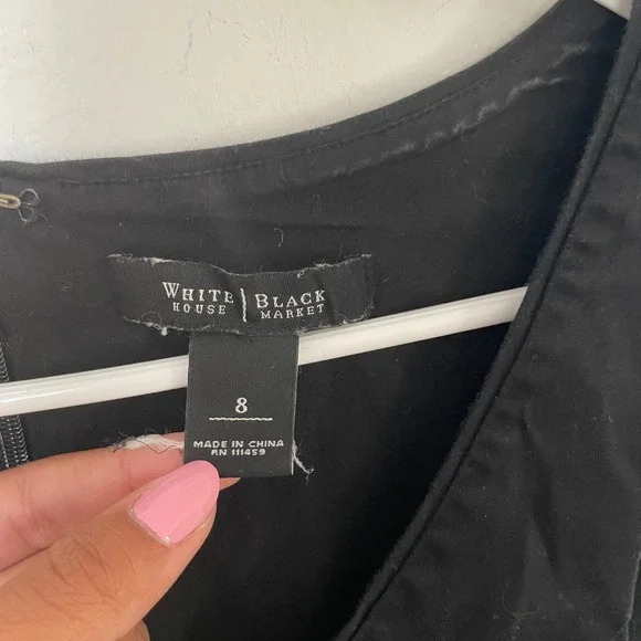 White House Black Market Black White Striped Pleated Fit & Flare Dress 8 READ - Picture 2 of 6